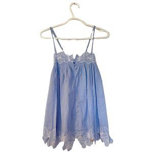 Victoria's Secret Y2K Blue Camisole Embroidered Butterfly 100% Cotton Sz S